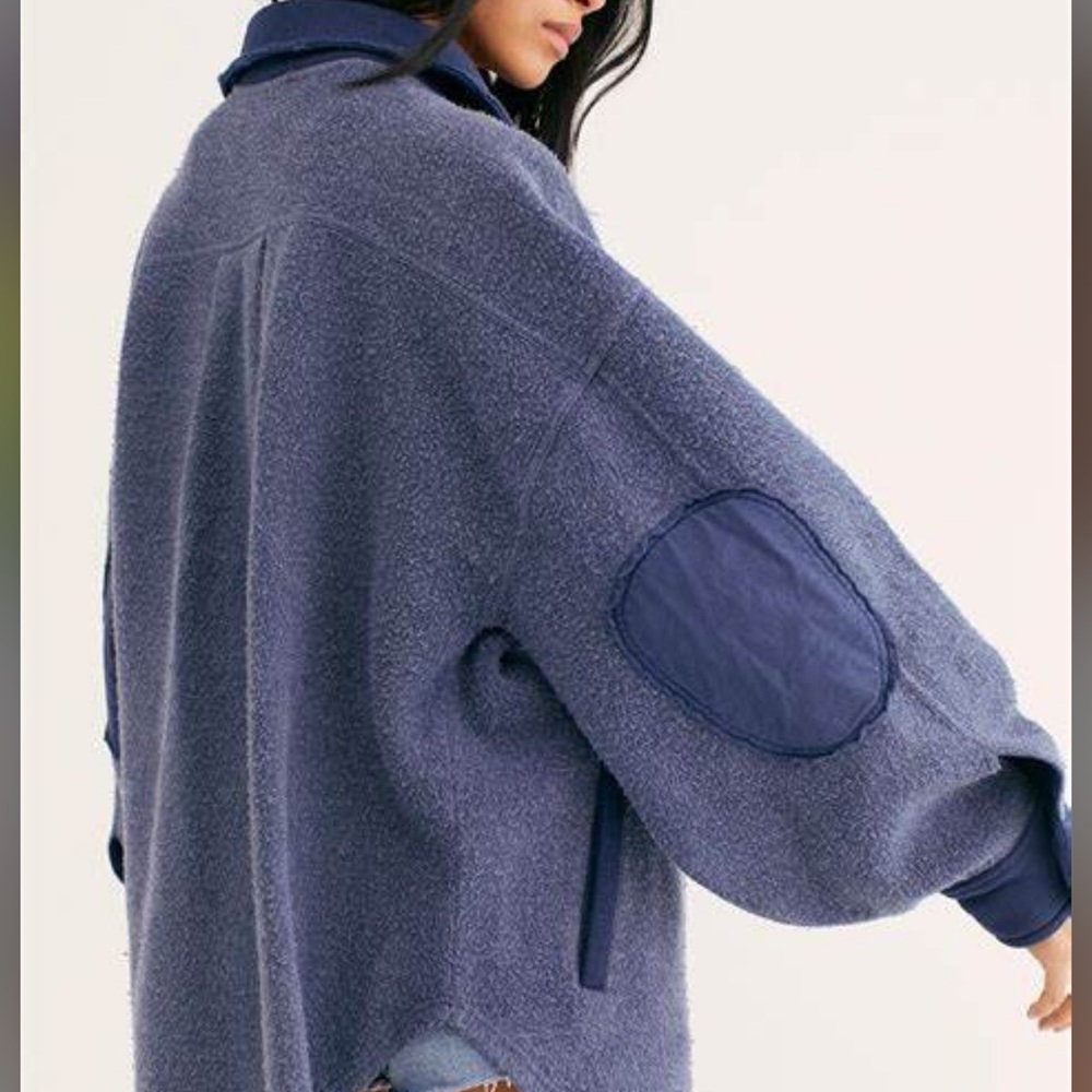 Free People Ruby in Ocean Blue BNWT OVERSIZED slightly distressed S๐ Good! - Picture 4 of 13